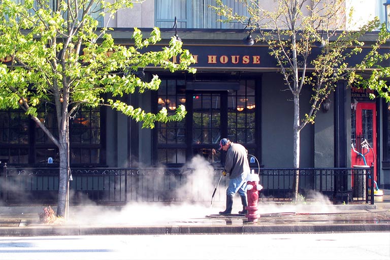 Power washing the streets